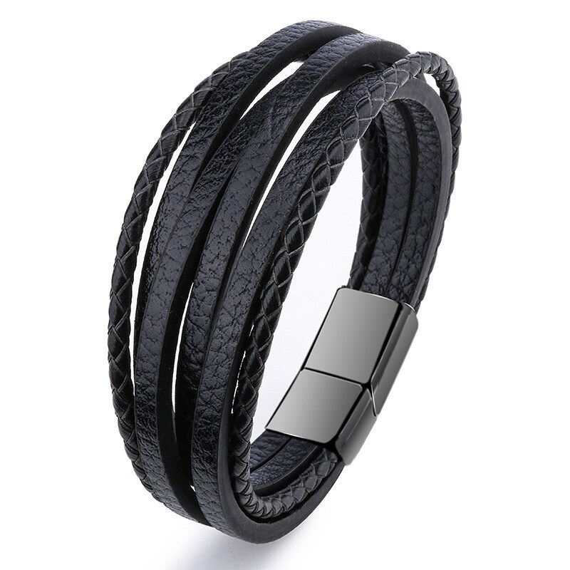 1 Piece Simple Daily Style Line Shape Leather Men's Bracelet h5 